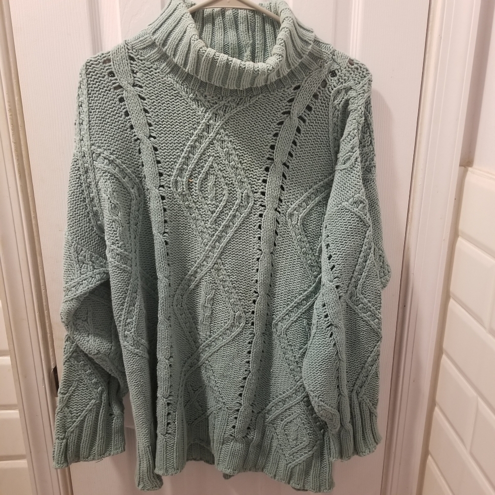 Vintage Casual Corner Cozy Knit Turtleneck Sweater - Olive Green Turtleneck Swe